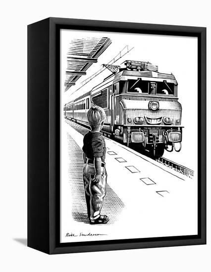 Child Train Safety, Artwork-Bill Sanderson-Framed Stretched Canvas