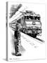 Child Train Safety, Artwork-Bill Sanderson-Stretched Canvas