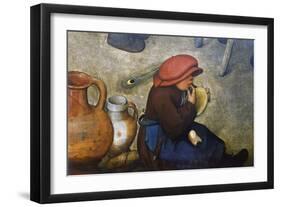 Child Wearing Hat, Detail from the Pesant Wedding-Pieter Bruegel the Elder-Framed Giclee Print