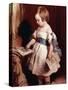 Child with a Drawing-Edwin Henry Landseer-Stretched Canvas