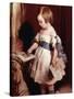 Child with a Drawing-Edwin Henry Landseer-Stretched Canvas