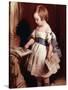 Child with a Drawing-Edwin Henry Landseer-Stretched Canvas