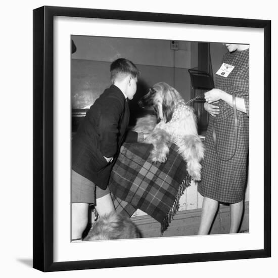 Child with an Afghan Hound at a Dog Show in Horden, County Durham, 1963-Michael Walters-Framed Photographic Print