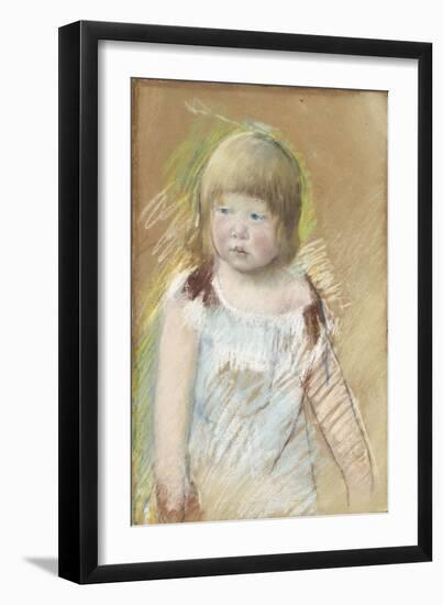 Child with Bangs in a Blue Dress, C.1910-Mary Cassatt-Framed Giclee Print