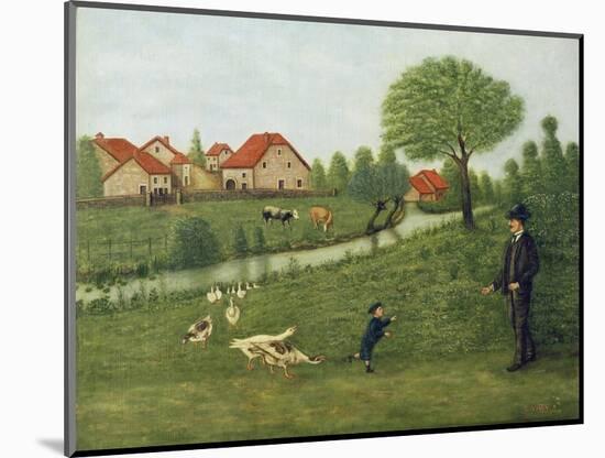 Child with Geese-Louis Vivin-Mounted Giclee Print