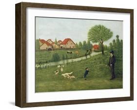 Child with Geese-Louis Vivin-Framed Giclee Print