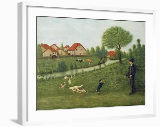 Child with Geese-Louis Vivin-Framed Giclee Print