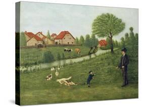 Child with Geese-Louis Vivin-Stretched Canvas