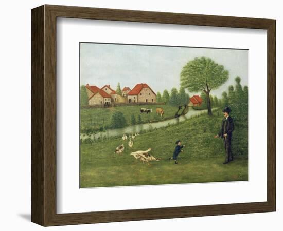Child with Geese-Louis Vivin-Framed Premium Giclee Print