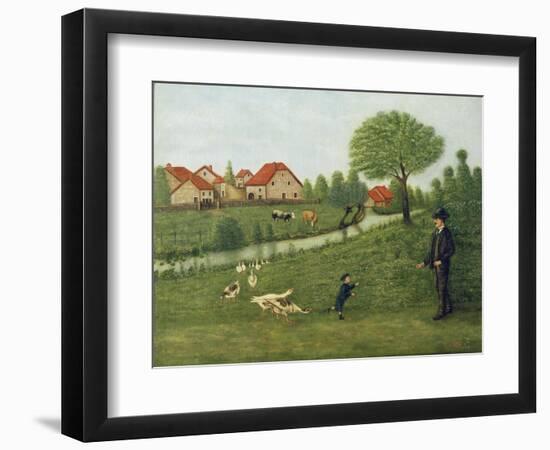 Child with Geese-Louis Vivin-Framed Premium Giclee Print