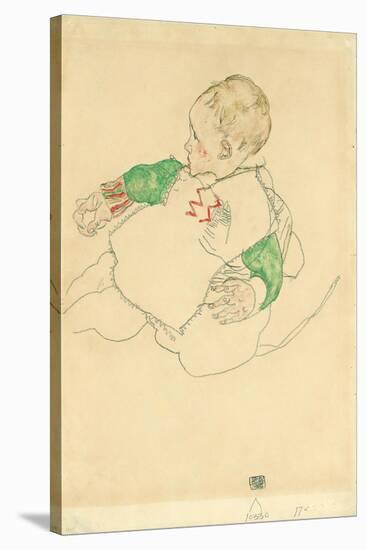Child with Green Sleeves (Anton Peschka, Jr.), 1916 (Gouache and Pencil on Paper)-Egon Schiele-Stretched Canvas