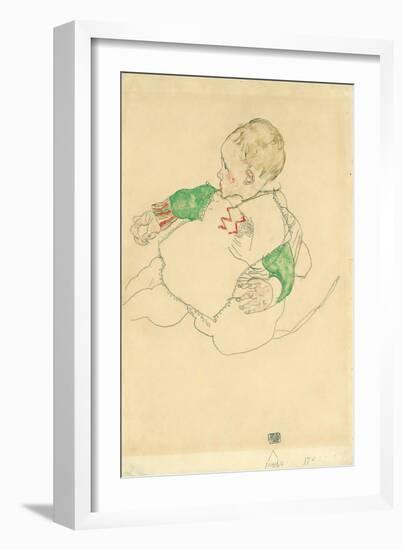 Child with Green Sleeves (Anton Peschka, Jr.), 1916 (Gouache and Pencil on Paper)-Egon Schiele-Framed Giclee Print