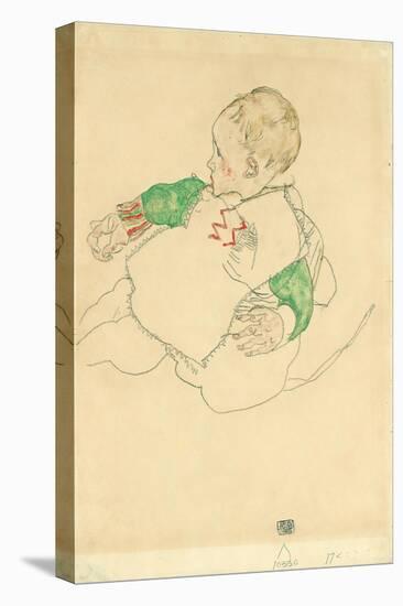 Child with Green Sleeves (Anton Peschka, Jr.), 1916 (Gouache and Pencil on Paper)-Egon Schiele-Stretched Canvas