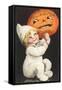 Child with Jack O'Lantern-null-Framed Stretched Canvas