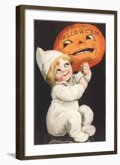 Child with Jack O'Lantern-null-Framed Art Print