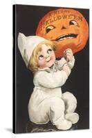 Child with Jack O'Lantern-null-Stretched Canvas