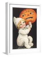 Child with Jack O'Lantern-null-Framed Art Print