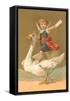 Child with Letter on Goose-null-Framed Stretched Canvas