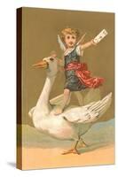 Child with Letter on Goose-null-Stretched Canvas