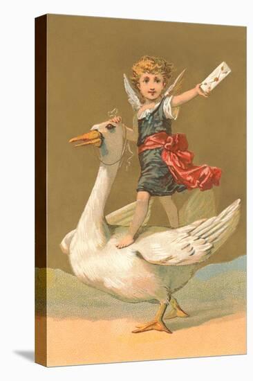 Child with Letter on Goose-null-Stretched Canvas