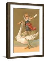 Child with Letter on Goose-null-Framed Art Print