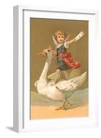 Child with Letter on Goose-null-Framed Art Print