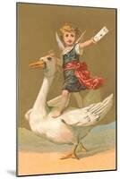 Child with Letter on Goose-null-Mounted Art Print