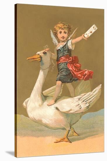 Child with Letter on Goose-null-Stretched Canvas