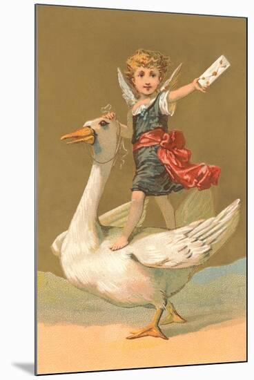 Child with Letter on Goose-null-Mounted Art Print