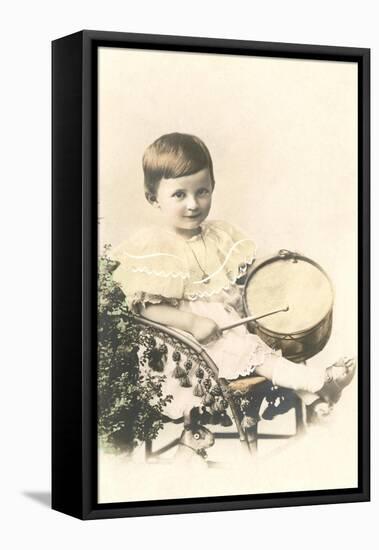 Child with Toy Drum-null-Framed Stretched Canvas