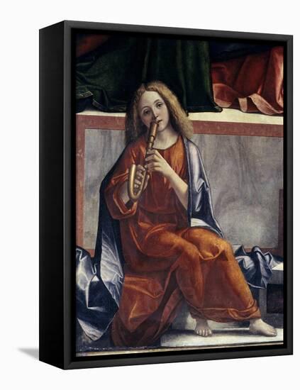 Child with Wind Instrument-Vittore Carpaccio-Framed Stretched Canvas