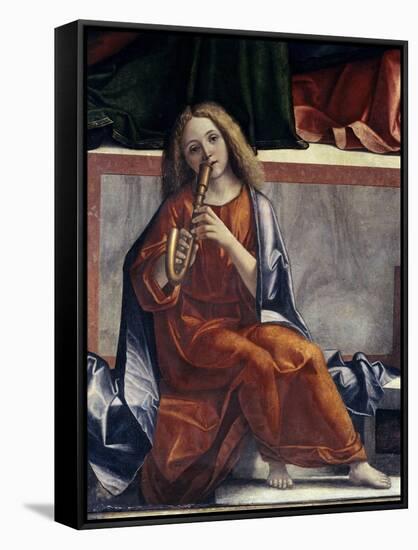 Child with Wind Instrument-Vittore Carpaccio-Framed Stretched Canvas