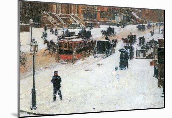 Childe Hassam Fifth Avenue in Winter Art Print Poster-null-Mounted Poster