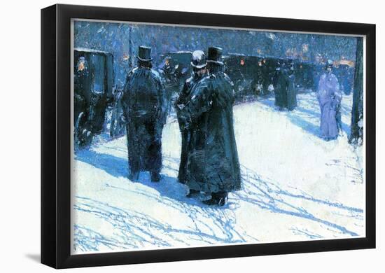 Childe Hassam Nighttime Madison Square Art Print Poster-null-Framed Poster