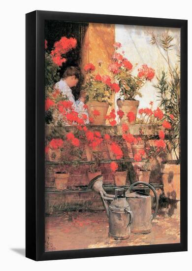 Childe Hassam Red Geraniums Art Print Poster-null-Framed Poster