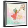 Childish Merry Christmas Card in Vector. Cute Cartoon Fairy in the Sky with Bokeh Effect. Stylish H-smilewithjul-Framed Premium Giclee Print