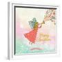 Childish Merry Christmas Card in Vector. Cute Cartoon Fairy in the Sky with Bokeh Effect. Stylish H-smilewithjul-Framed Premium Giclee Print