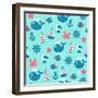 Childish Vector Nautical Seamless Pattern-Yuyula-Framed Art Print