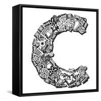 Childlike Doodle Abc, Crazy Letter C Isolated On White Background-Andriy Zholudyev-Framed Stretched Canvas