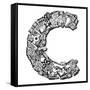 Childlike Doodle Abc, Crazy Letter C Isolated On White Background-Andriy Zholudyev-Framed Stretched Canvas