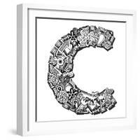 Childlike Doodle Abc, Crazy Letter C Isolated On White Background-Andriy Zholudyev-Framed Art Print