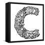 Childlike Doodle Abc, Crazy Letter C Isolated On White Background-Andriy Zholudyev-Framed Stretched Canvas