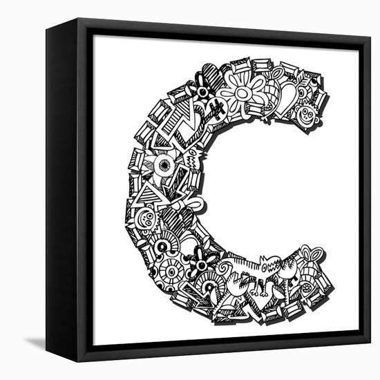 Childlike Doodle Abc, Crazy Letter C Isolated On White Background-Andriy Zholudyev-Framed Stretched Canvas