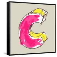 Childlike Gouache Alphabet, Hand Drawn Letter C-Andriy Zholudyev-Framed Stretched Canvas