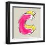 Childlike Gouache Alphabet, Hand Drawn Letter C-Andriy Zholudyev-Framed Art Print