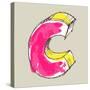 Childlike Gouache Alphabet, Hand Drawn Letter C-Andriy Zholudyev-Stretched Canvas