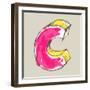 Childlike Gouache Alphabet, Hand Drawn Letter C-Andriy Zholudyev-Framed Art Print