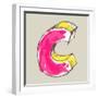 Childlike Gouache Alphabet, Hand Drawn Letter C-Andriy Zholudyev-Framed Art Print