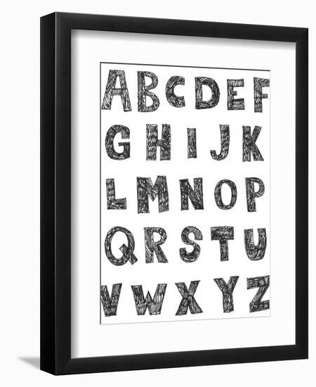 Childlike Hand Drawn Abc Isolated On White Background-Andriy Zholudyev-Framed Art Print