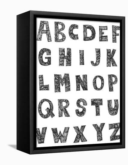 Childlike Hand Drawn Abc Isolated On White Background-Andriy Zholudyev-Framed Stretched Canvas